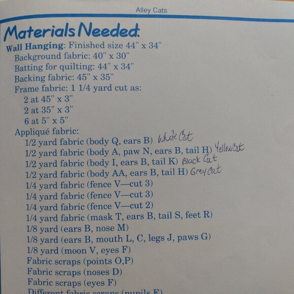 Vintage Cat Quilt Sewing Pattern 44"x34" Wallhanging 15" Pillow Buildables 1980s - Picture 6 of 7